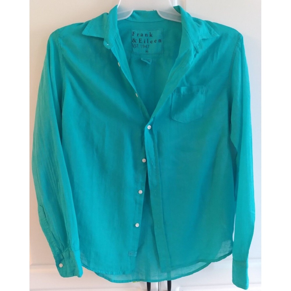 Frank and Eileen Size XSmall "Luke" Italian Cotton Coral Green Unisex Shirt - Picture 2 of 7